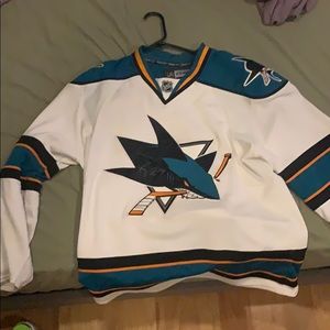 Signed sharks jersey by goalie